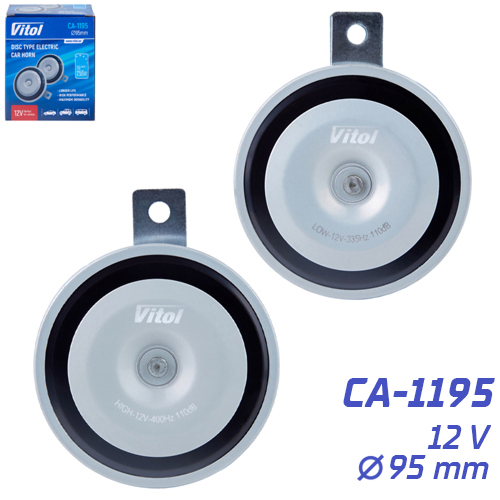 Сигнал електромагнітний дисковий CA-1195/VITOL/12В/D=95mm