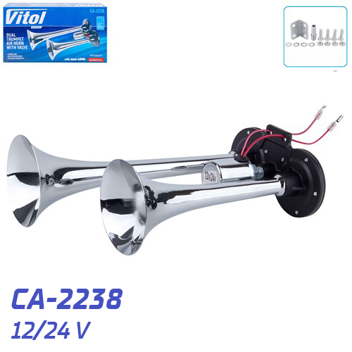 Сигнал пневматичний VITOL/CA-2238/CIKADA 2 дудки, метал 12В/24В
