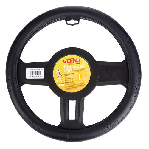 Чохол на кермо VLOD-24LC10 BK/RD L чорний/БО/шкіра