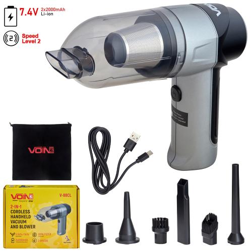 Пилосос "VOIN" V-88CL 90W/7.4V/АКБ-2х2000mAh/2 режими/вологе та сухе чищення/сумка