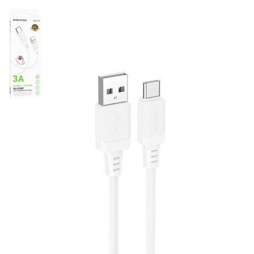 Кабель BOROFONE BX115W, USB - Type-C 3А, 1m, White (швидка зарядка/передача даних)