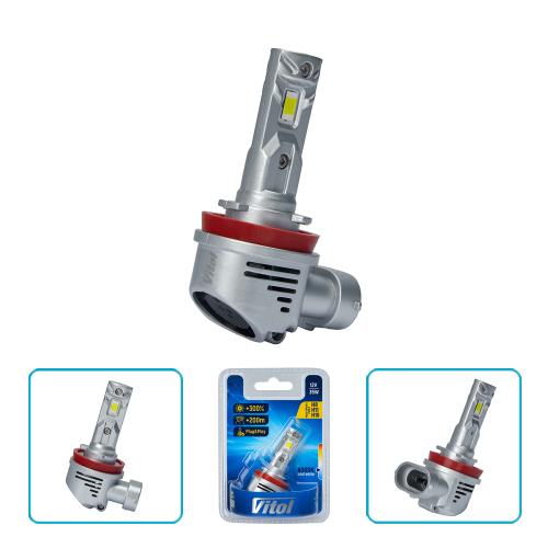 Лампа VITOL LV1-H8/H11/H16 /LED-chips 3570 CSP/9-18v/35w/3000Lm/6000K